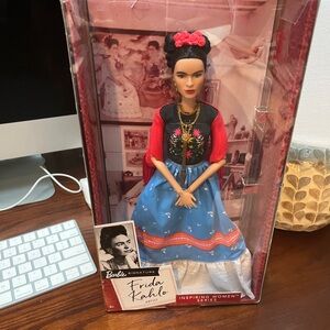 Barbie Inspiring Women. Freida Kahlo with Red and Blue Outfit